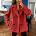 thumbnail image 1 of Women's 2025 Plush Fleece Jacket, Cozy Shearling-Like Winter Coat with Soft Lining, Thick Warm Oversized Outerwear with Pockets, Casual Loose Fit Fall and Winter Jacket for Women Red XXXXL, 1 of 8
