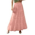thumbnail image 1 of Women's 2025 Spring Summer High Waisted Solid Color Maxi Skirt Casual Flowy Pleated A Line Beach Long Skirts on Clearance, 1 of 6