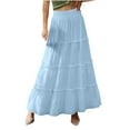thumbnail image 1 of Women's 2025 Spring Summer High Waisted Solid Color Maxi Skirt Casual Flowy Pleated A Line Beach Long Skirts on Clearance, 1 of 6