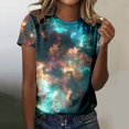 thumbnail image 1 of Women's 2025 Starry Galaxy Shirt 3D Galaxy Print T Shirt Glitter Shirt Fashion Starry Summer Shirt Round Neck Short Sleeve Top Carnival Outfit, 1 of 4