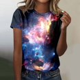 thumbnail image 1 of Women's 2025 Starry Galaxy Shirt 3D Galaxy Print T Shirt Glitter Shirt Fashion Starry Summer Shirt Round Neck Short Sleeve Top Carnival Outfit, 1 of 4