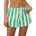 thumbnail image 1 of Women's 2025 Striped Sleep Shorts - Low Rise Drawstring Wide Leg for Summer Lounge & Beach, 1 of 7