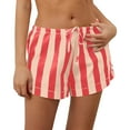 thumbnail image 1 of Women's 2025 Striped Sleep Shorts - Low Rise Drawstring Wide Leg for Summer Lounge & Beach, 1 of 7