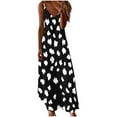 thumbnail image 1 of Women's 2025 Summer Casual Boho Sundress Spaghetti Strap V Neck Flowy Midi Dresses A-Black, 1 of 4