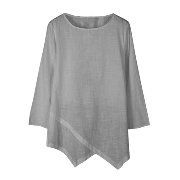 Women's 2025 Summer Solid Color Shirt Round Neck, Irregular Hem, Long Sleeve, Loose Fit, for Yoga, Sports & Casual, Sizes S XXL