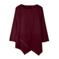 thumbnail image 1 of Women's 2025 Summer Solid Color Shirt Round Neck, Irregular Hem, Long Sleeve, Loose Fit, for Yoga, Sports & Casual, Sizes S XXL, 1 of 3