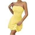 thumbnail image 1 of Women's 2025 Summer Strapless Tube Dress Sexy Off Shoulder Ruffle Tiered Flowy Mini Dresses Short Bandeau Dress, 1 of 3
