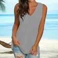 thumbnail image 1 of Women's 2025 Summer Tank Top - Solid Color Loose V-Neck Sleeveless Casual T-Shirt for Women, Soft Breathable Daily Wear, 1 of 5