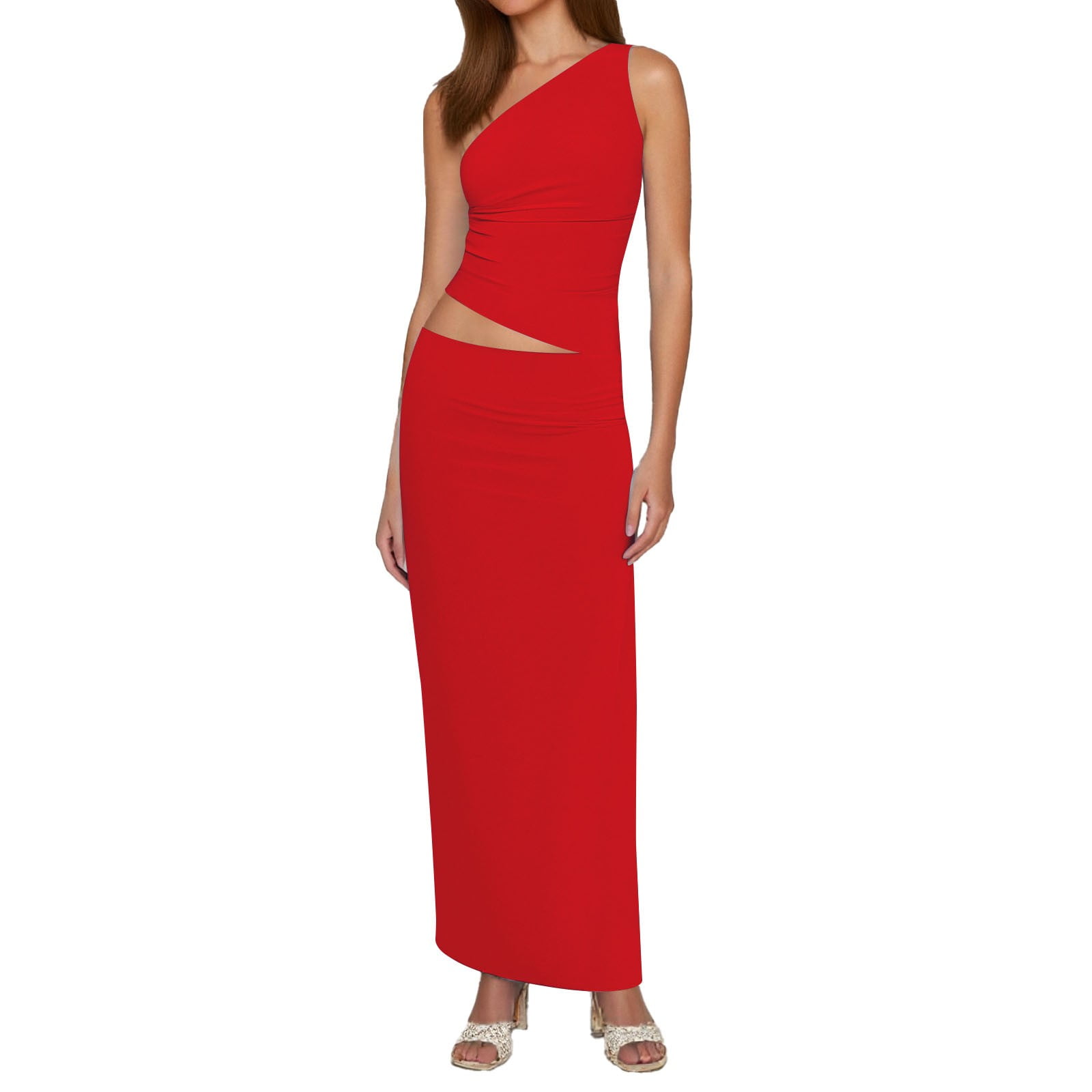 red two piece bodycon dress Eva Two Piece
