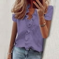 thumbnail image 1 of Women's 2025 V Neck Short Sleeve Shirt Solid Color Casual Tshirt Top Lightweight Comfortable Blouse for Summer Office Daily Wear, 1 of 6