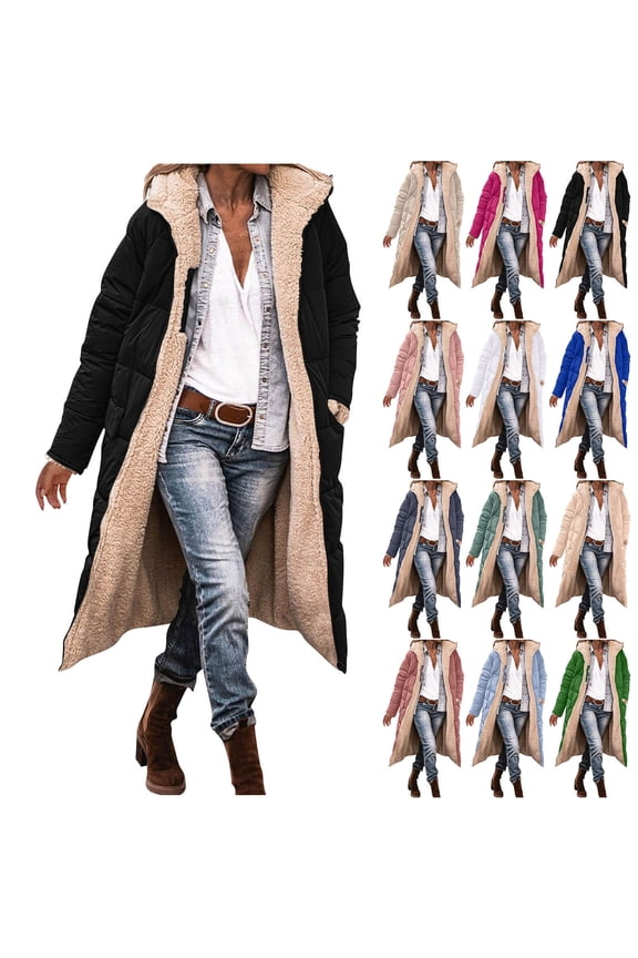 Women's 2025 Winter Fashion Clothes Oversized Shearling Fleece Long Coats Jackets,Winter Zipper Overcoat Outerwear Blue_2XL