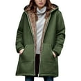 thumbnail image 1 of Women's 2025 Winter Fashion Clothes Women's Winter Loose And Warm Long-sleeved Hooded Thickened And Fleece Lambskin Jacket Top,Winter Zipper Overcoat Outerwear Green_XL, 1 of 6