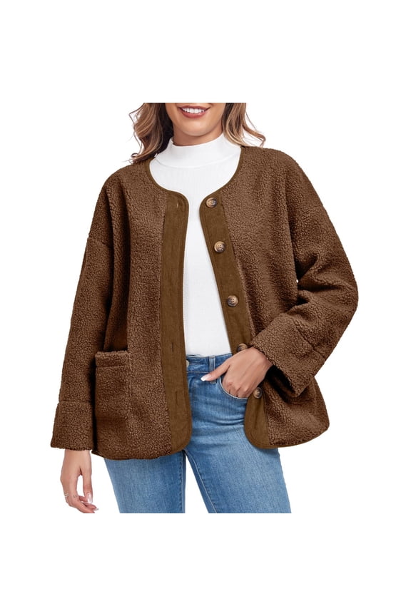 Women's 2025 Winter Faux Coats Fuzzy Fleece Cropped Jackets