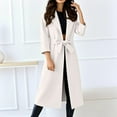 thumbnail image 1 of Women's 2025 Wool Blend Long Coat, Mid-Length Trench Style Fall Winter Overcoat with Belt, Elegant Lapel Design Warm Woolen Coat for Women, Timeless Casual Longline Belted Outerwear A L, 1 of 9