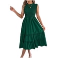 thumbnail image 1 of Women's 2026 Casual Loose Plain Maxi Sundress Smocked Elastic Waist Tank Dress Sleeveless Summer Beach Tiered Long Dresses, 1 of 7