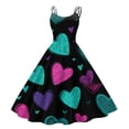 thumbnail image 1 of Women's 2026 Dress Square Neck Strapped Swing A Line Sundress Valentine's Day Dresses Cyan M, 1 of 4