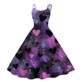 thumbnail image 1 of Women's 2026 Dress Square Neck Strapped Swing A Line Sundress Valentine's Day Dresses Purple M, 1 of 4