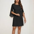 thumbnail image 1 of Women's 2026 Flutter Sleeve Cocktail Dress Crew Neck Chiffon Formal Wedding Guest Party Short Dresses (Black,XL), 1 of 5