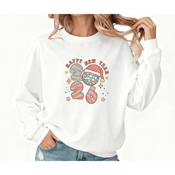 Women's 2026 Graphic Comfortable Sweatshirt Casual Top Donut Round-neck long-sleeved white S-3XL