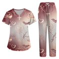thumbnail image 1 of Women’s 2026 Halloween Scrub Sets, V-Neck Short Sleeve Top & Jogger Pants, Quick Dry Medical Uniform with Pockets for Nurses, 02-Gold, XL, 1 of 6