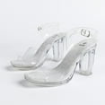 thumbnail image 1 of Women's 2026 New Season French Sandals - 10cm Clear Crystal Block Heel, Versatile Open-Toe Design Black Grey 5.5-8 Size, 1 of 5