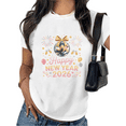 thumbnail image 1 of Women's 2026 New Year Comfortable T-Shirt Casual Top Festive Party Graphic Cotton Short Sleeve Round Neck White S-5XL, 1 of 5