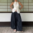 thumbnail image 1 of Women's 2026 Spring Summer Street Style Balloon Wide Leg Pants, Loose Pleated Baggy Harem Trousers, Casual Relaxed Joggers for Daily Wear Navy S, 1 of 7