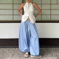 thumbnail image 1 of Women's 2026 Spring Summer Street Style Balloon Wide Leg Pants, Loose Pleated Baggy Harem Trousers, Casual Relaxed Joggers for Daily Wear Sky Blue S, 1 of 8