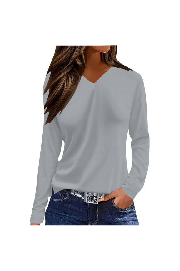 Women's 2026 Spring Summer Tops Sun Shirts UPF 50+ Long Sleeve UV Protection Shirt Basic Stretchy V Neck T-Shirt Workout Hiking Running Athletic Tops Outdoor Fashion Clothes