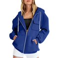 thumbnail image 1 of Women's Spring Zip Up Y2K Cargo Hoodies Casual Long Sleeve Sweatshirts Fall Winter Track Jackets with Pockets Blue M, 1 of 5