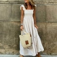 thumbnail image 1 of Women's 2026 Summer Boho Dress Square Neck Ruffle Beach Vacation Long Maxi Dresses, 1 of 5