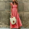 thumbnail image 1 of Women's 2026 Summer Boho Dress Square Neck Ruffle Beach Vacation Long Maxi Dresses, 1 of 5