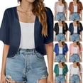 thumbnail image 1 of Women's 2026 Summer Chiffon Shrug Cardigans Open Front Short Sleeve Cropped Bolero Lightweight Sheer Cover Up for Evening Dress Wedding Party ,XL,Navy, 1 of 5