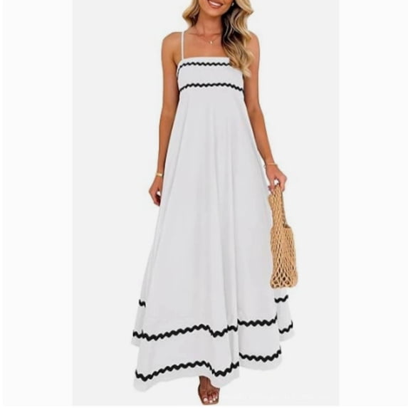 Women's 2026 Summer Flowy Maxi Dress Casual Sleeveless Spaghetti Strap Ruffle Beach Long Dresses