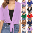 thumbnail image 1 of Women's 2026 Summer Lightweight Short Bolero Cardigan Shrug Sheer Tie Front Top short Sleeve Jacket for Dress Purple XL, 1 of 7