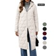 thumbnail image 1 of Women's 2026 Winter Lightweight Quilted Puffer Hooded Jacket Overcoat Plus Size Lightweight Quilted Midi Long jackets for Women Beige XL, 1 of 7