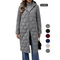 thumbnail image 1 of Women's 2026 Winter Lightweight Quilted Puffer Hooded Jacket Overcoat Plus Size Lightweight Quilted Midi Long jackets for Women Gray M, 1 of 7