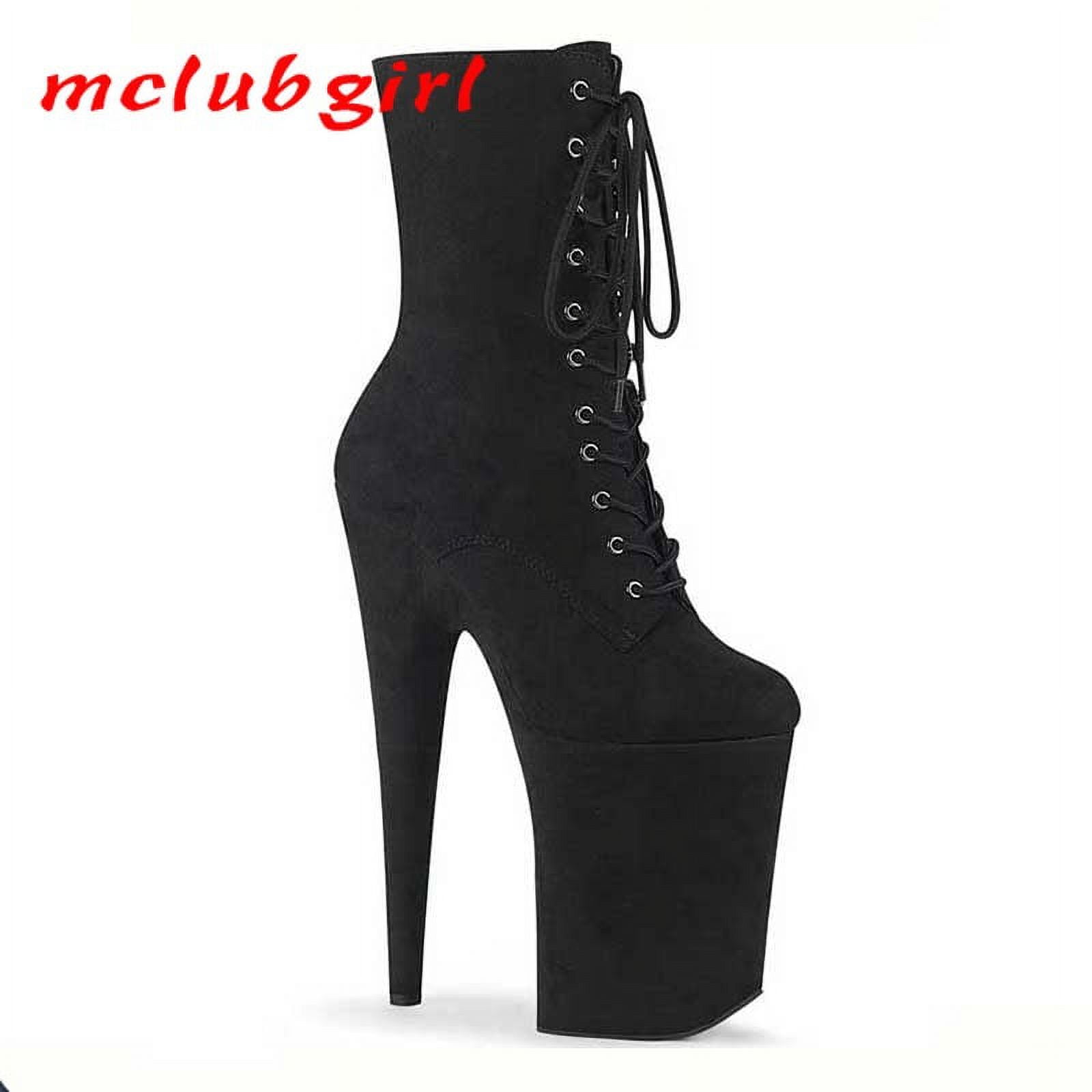 Women's 20CM Suede Sexy High Heel Dance Boots Round Toe Pole Boots