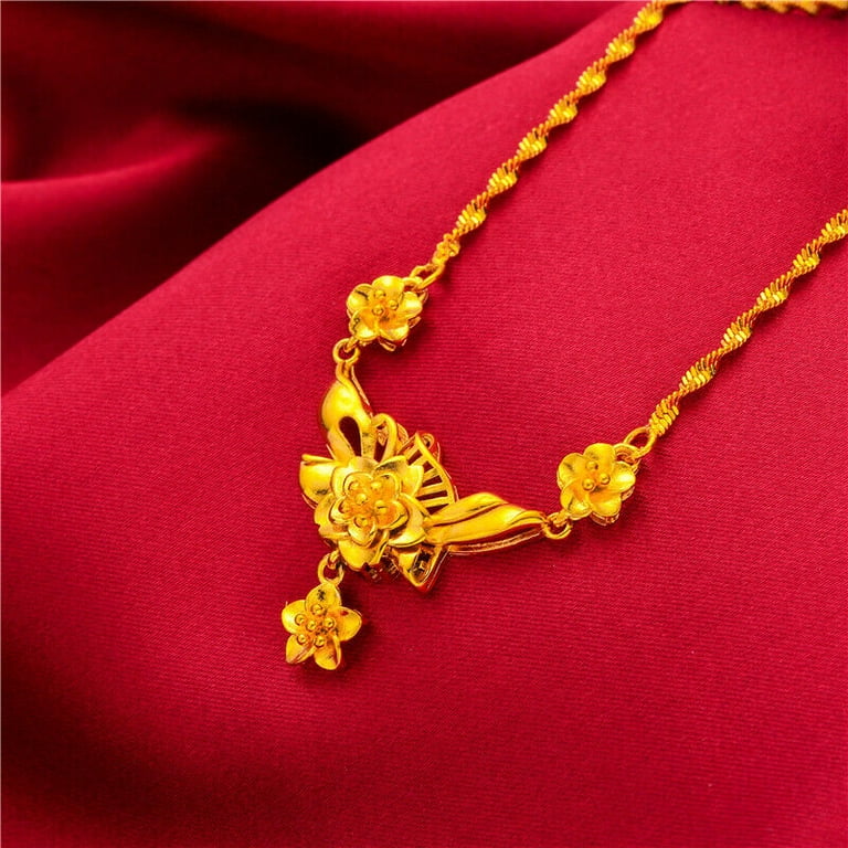 Women's 22K 24K Thai Baht Yellow Gold Gp Filled Necklace Jewelry