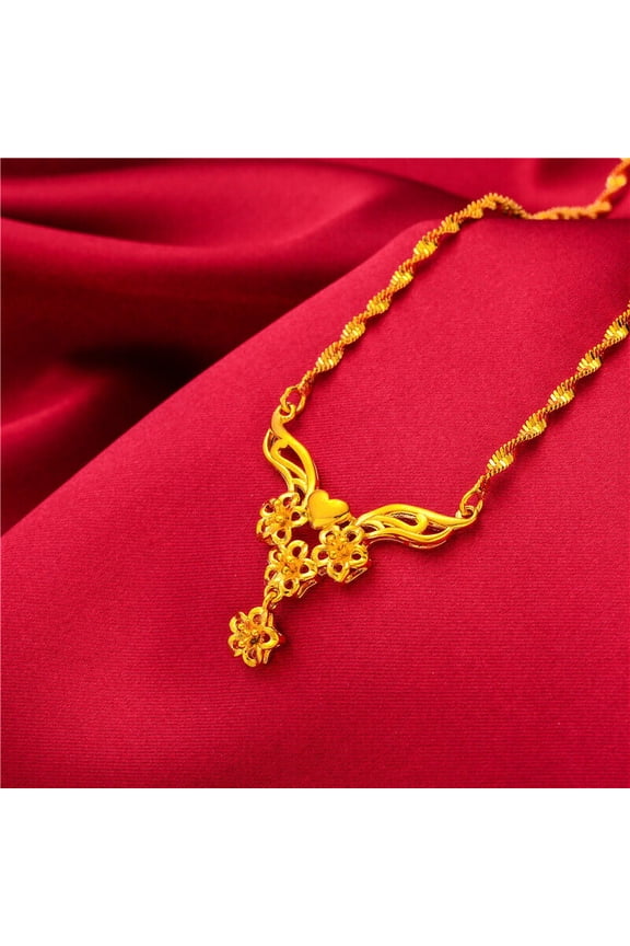 Women's 22K 24K Thai Baht Yellow Gold Gp Filled Necklace Jewelry