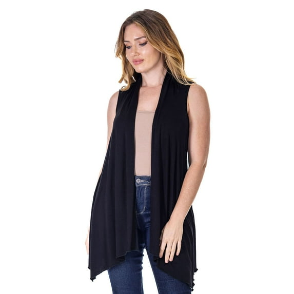 Womens Cascading Sleeveless Cardigan