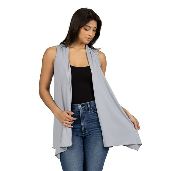 Womens Cascading Sleeveless Cardigan