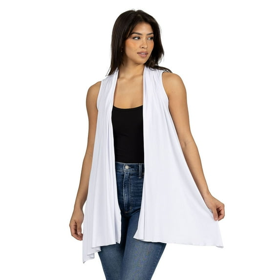 Womens Cascading Sleeveless Cardigan