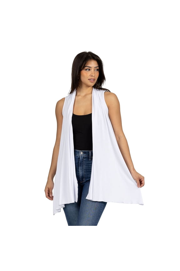 Womens Cascading Sleeveless Cardigan