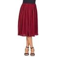 thumbnail image 1 of Women's 24Seven Comfort Apparel Elegant Accordion Pleated Elastic Waistband Party Midi Skirt Color: Wine Size: SMALL, 1 of 4