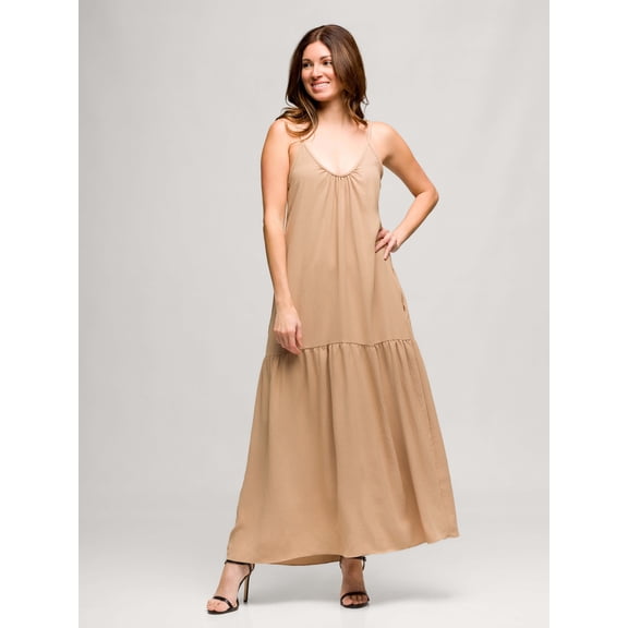 Scoop Neck Spaghetti Strap Pocket Maxi Dress