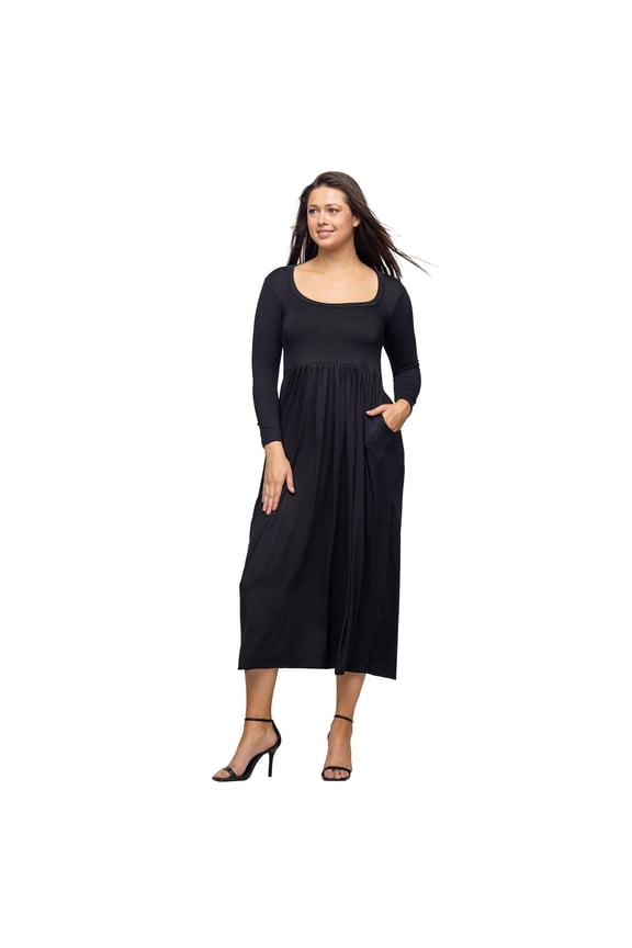 Womens Scoop Neck Pocket Maxi Dress
