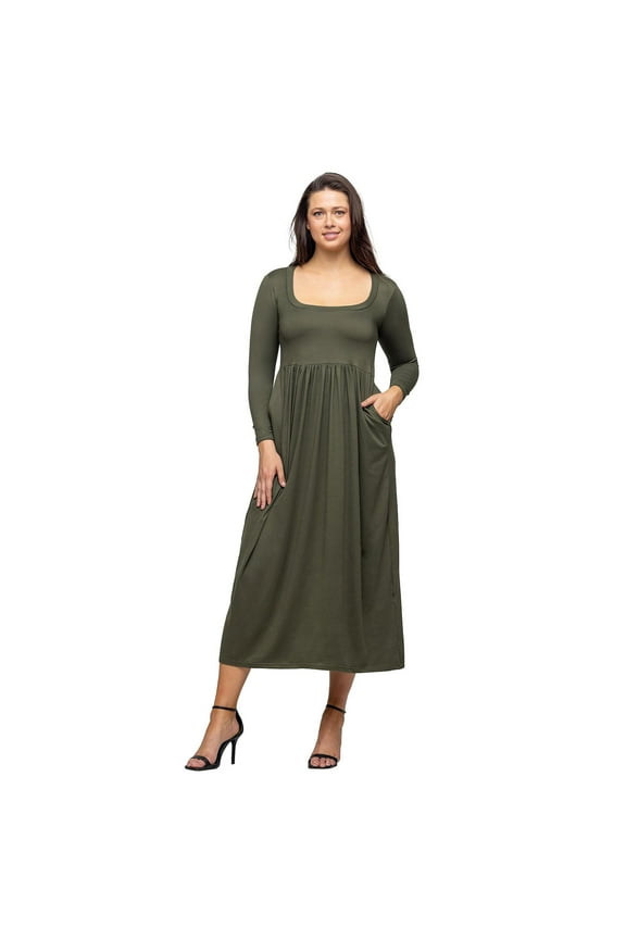 Womens Scoop Neck Pocket Maxi Dress