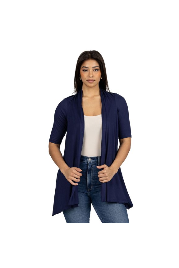 Womens Open Front Cascading Cardigan