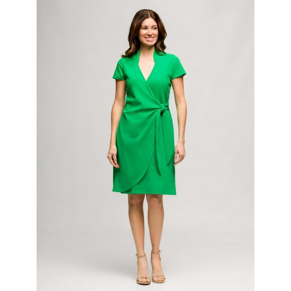V Neck Mandarin Collar Wrap Dress
